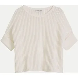 Kurzarm-Pullover mit Ajour-Muster Weiß XS