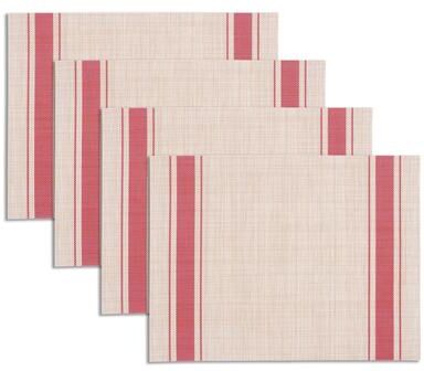 "KAF Home Set of 4 Farmhouse Stripe PVC Placemats, 20""x20"""