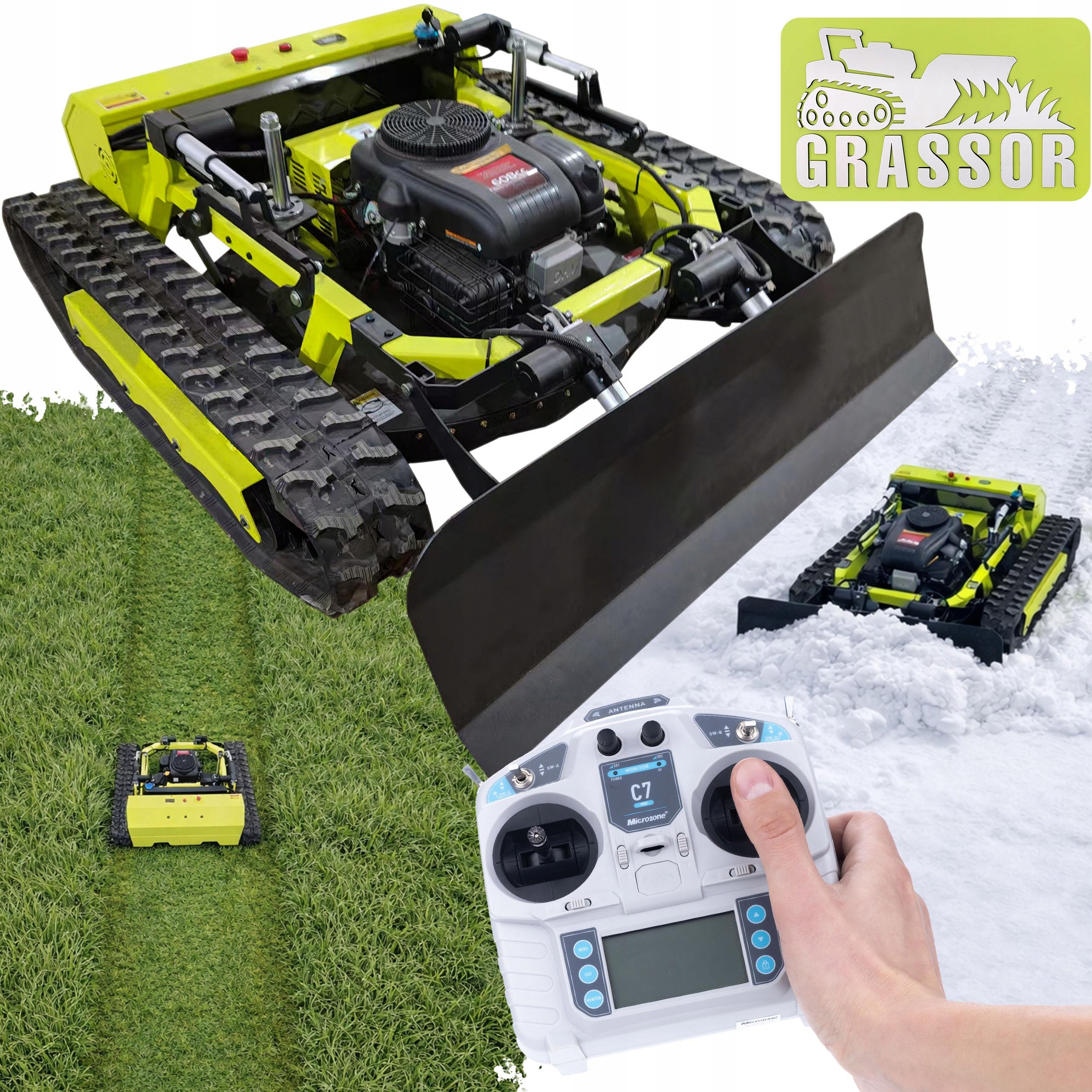 Robot-Rasenmäher MultiForce 800GT-G23P Climb - Hybridantrieb 23HP Loncin 608cc | 800 mm Schnittbreite | 2×1000W Antrieb | 70° Steigung | Elektrische Schnitthöhenverstellung 1-20 cm | Schneeräumschild Set | Fernbedienung 500 m Reichweite