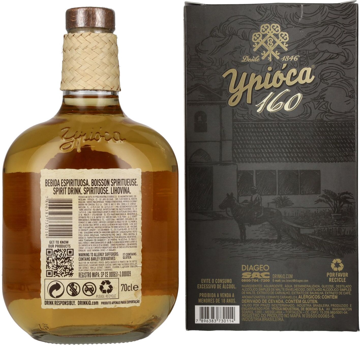 Ypióca 160 Aguardente Composta com Malte 39% Vol. 0,7l in Geschenkbox