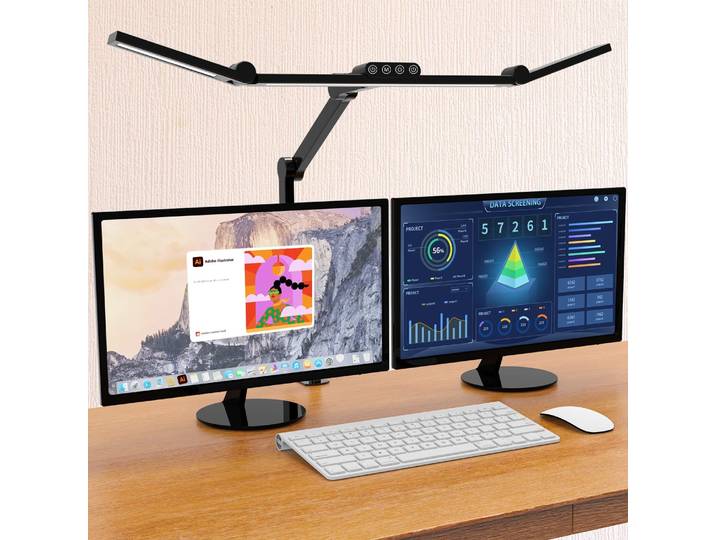 Lampe de bureau LED avec pince, lampe de bureau d'architecte pour le bureau à domicile avec éclairage d'ambiance, lampe de bureau à gradation automatique ultra lumineuse 24 W