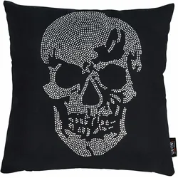 Done »Skull« Kissen 65x65 cm / Strasssteine silber
