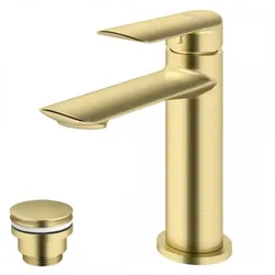 TRIZERATOP Miscelatore lavabo con piletta di scarico (tappo) oro spazzolato
