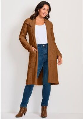 Plus Size Women's Cable Cardigan by Avenue in Antique Copper (Size 22/24)