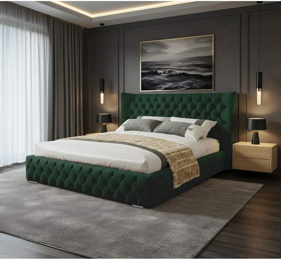 Canora Grey Achilleas Upholstered Bed Emerald Double (4'6)