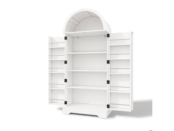 Vitrine haute 2 portes en MDF – blanche avec arche – 70 x 40 x 165 cm