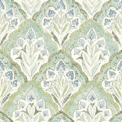 Chesapeake Mimir Aquamarine Quilted Damask Wallpaper