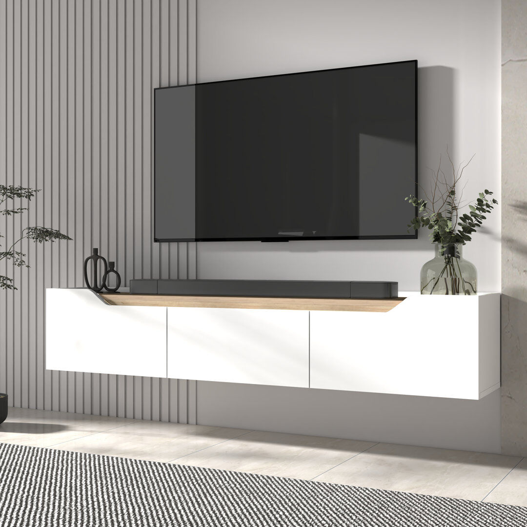 Metro TV Stand for TVs up to 78" White/Oak Wood 78"