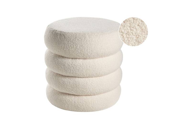POUF Bouclé Cremeweiß Sumpter