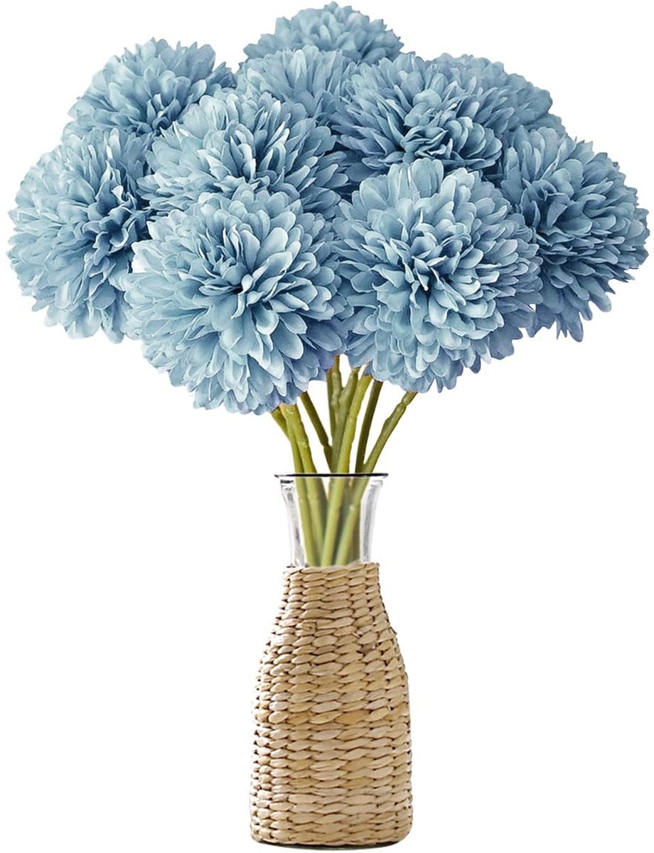 Dailygoods Kunsthortensia Boeket 12 Stuks - Zijden Kunstbloemen voor Binnen en Buiten