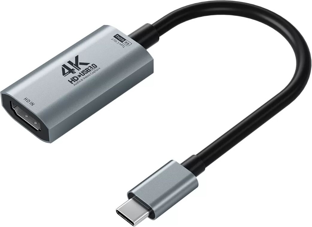 INF HD/F zu Typ C/M (U3) 4K60 HDMI Video Capture Card - High-Speed Plug-and-Play Aluminium USB-C Adapter
