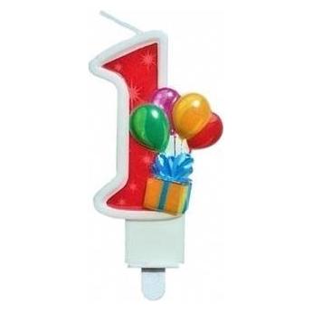 Mk Trade Geburtstagskerze 1 mit Luftballons (47593972)