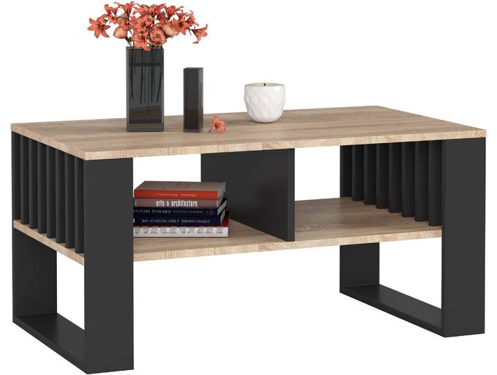 Akord Table Basse Rockford Chêne Sonoma/Noir 92X53X45