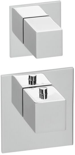 Herzbach Logic XL Fertigmontageset 11.521010.2.01 Universal-Thermostat-Modul, 2 eckige Armaturenblende, chrom