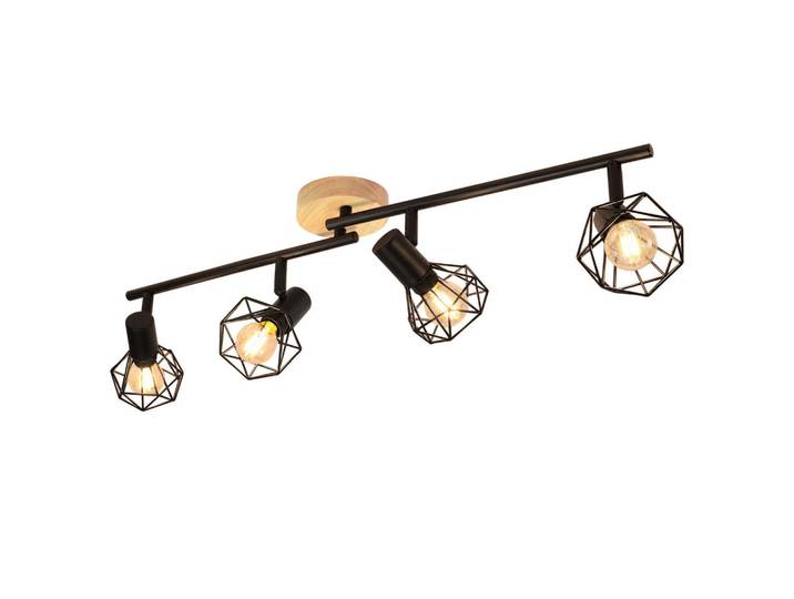 ZMH Deckenstrahler Evvin 70/9.2/15.5 cm, Schwarz, Braun, Holz, Metall, Mode, E14, 9.2x15.5x70 cm, Lampen & Leuchten, Innenbeleuchtung, Deckenleuchten, Deckenleuchten