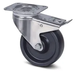 TENTE Temperaturbeständige Rolle -40 °C bis +280 °C, drehbar mit Bremse, 80 mm