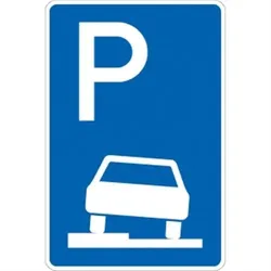 Verkehrsschild VZ315-50, Parken halb auf Gehwegen links, Alu, RA2, 600x900 mm