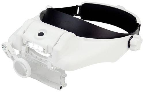 Donau Elektronik KBLP60 Premium Kopflupe mit LED-Beleuchtung Vergrößerungsfaktor: 1.5 x, 2 x, 3.5 x, 8 x, 9.5 x, 11.5 x Weiß