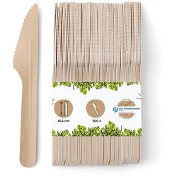 BIOZOYG 500 Stück Einwegmesser 16,5cm Papiermesser Pappmesser aus Karton, umweltfreundlich, sehr stabil, aus nachhaltigem Holz, biologisch abbaubar