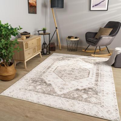 Paco Home Modern Area Rug Bordered with Faded Oriental Pattern