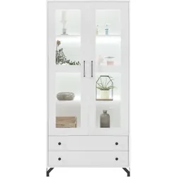 VITRINE Bero mit 2 Türen und 2 Schubladen, LED-Beleuchtung