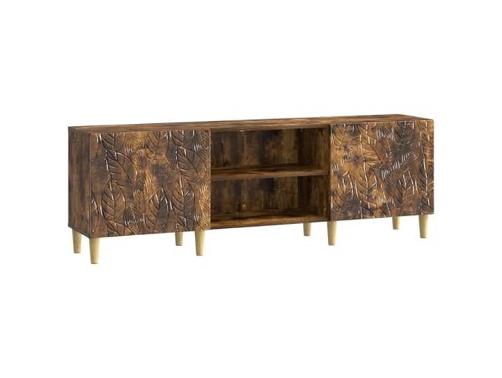 GHVBNMF TV-Schrank 150x31x50 cm Lowboard Geräucherte Eiche Vintage Kompaktes Lowboard mit Stauraum für Wohnzimmer und Schlafzimmer. Stabile Beine aus Eukalyptus-Massivholz tragen bis 60 kg.