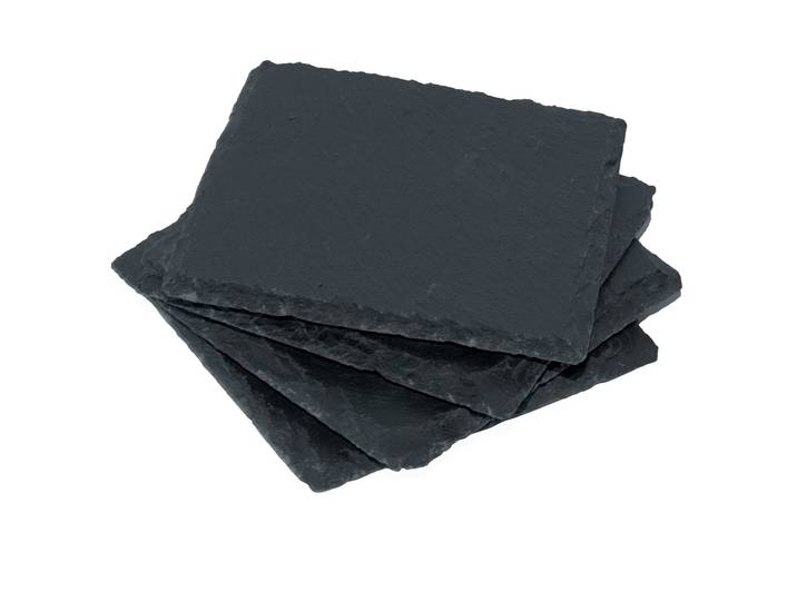 4er-Set Schiefer-Untersetzer, Glasuntersetzer in edler Optik, je 10 x 10 cm