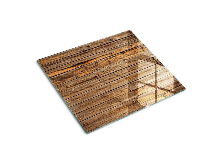 Tulup Glasplatte 60x52 cm Holzwand, Braun, Glas, 60x0.4x52 cm, Küchen, Küchenelektrogeräte, Herde, Herdabdeckplatten
