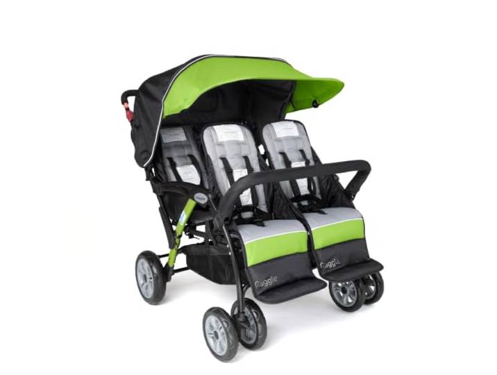Gaggle Foundations Sport Quad Kinderwagen mit UV-Schutz Kinderwagen-Baldachin, 5-Punkt-Gurt, Fußbremse, All Terrain Tubeless Wheels (Limettengrün)