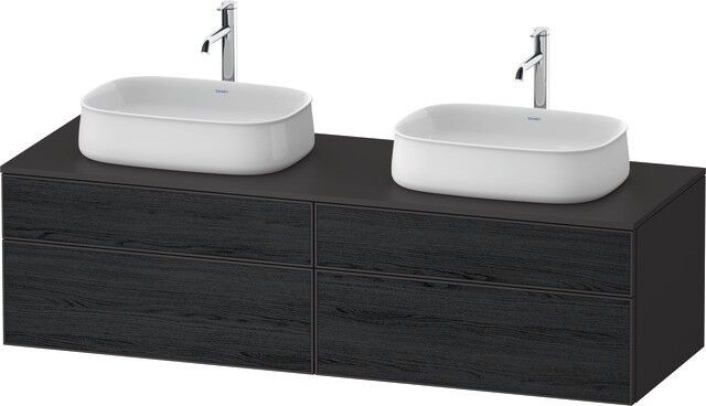 Duravit Zencha Konsolenwaschtischunterbau wandhängend Eiche Schwarz & Graphit Matt & Supermatt 1600x ZE4825B16800000