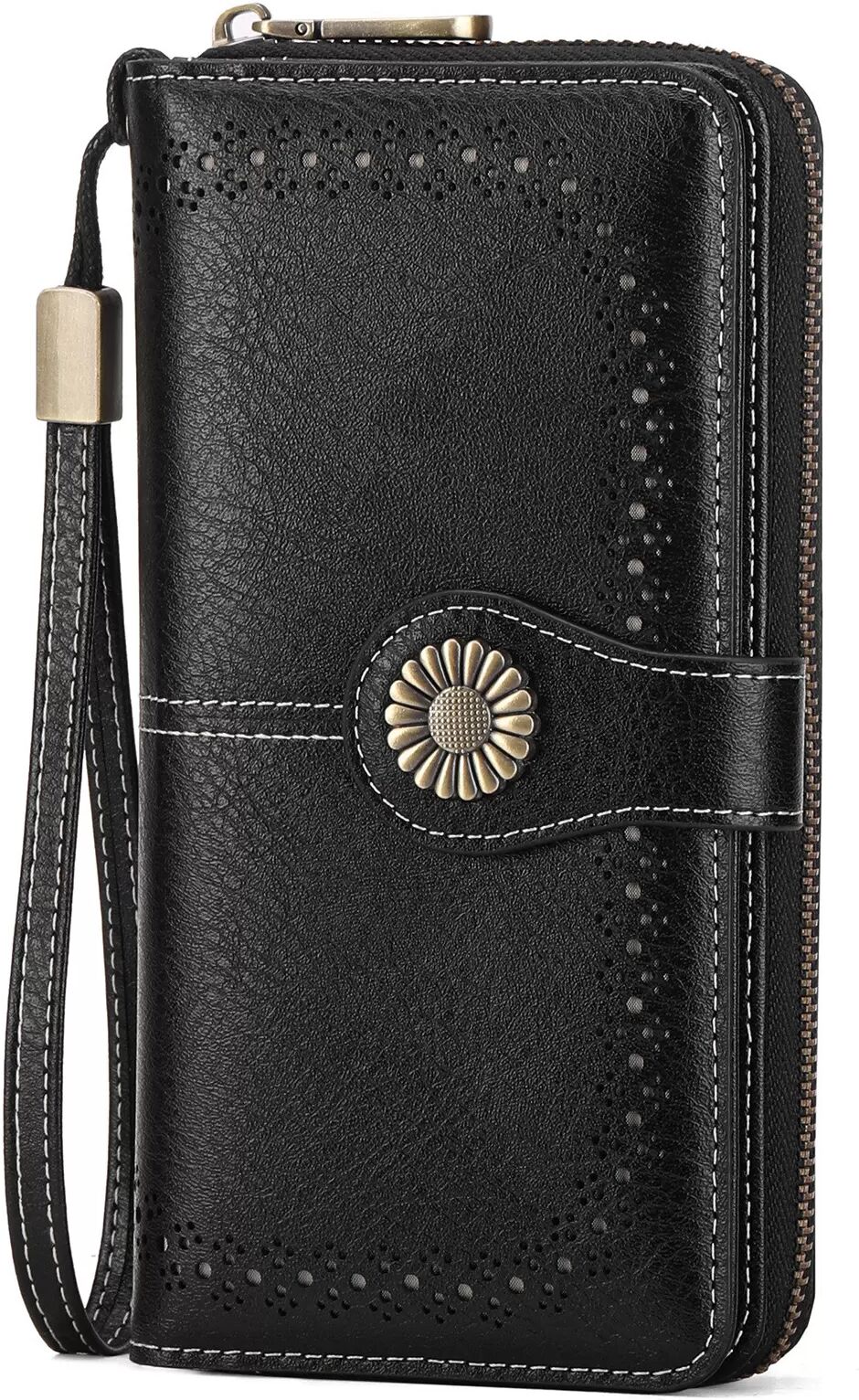 INF Portefeuille Femme Long Zippé Anti-RFID Le noir