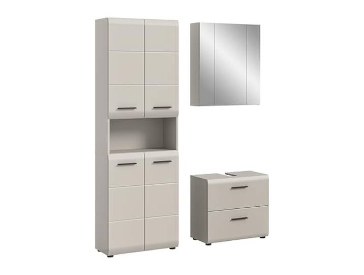 xonox.home – Badkombination Ice 135x185x30 cm in Kaschmir Melamin & matt – 3-teiliges Set für das Badezimmer – Überzeugt durch modernes Design, viel Stauraum & erstklassige Verarbeitung im Bad