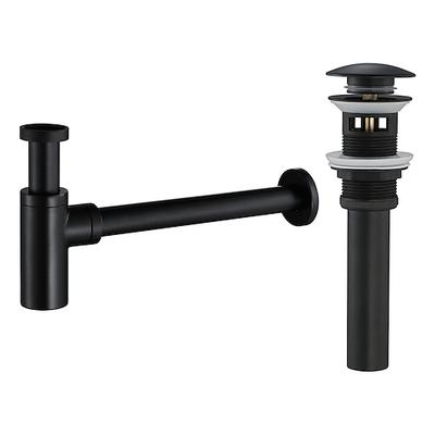 Badezimmer Messing modern runde Flasche P Siphon Toilette verstellbares Waschbecken Waschbecken Abfallablauf P-Trap Kit mit Pop-Up-Abfluss (Silber, Schwarz)