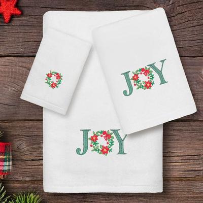 Linum Home Textiles Llc Christmas Joy Bath Towel Set Bath Hand Fingertip, Bath Hand Fingertip, White