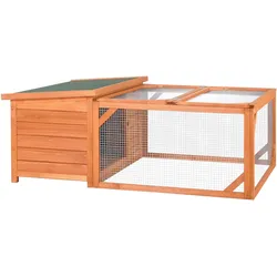 PawHut Kleintierstall Zwergkaninchenstall Kleintierkäfig mit Asphaltdach Orange