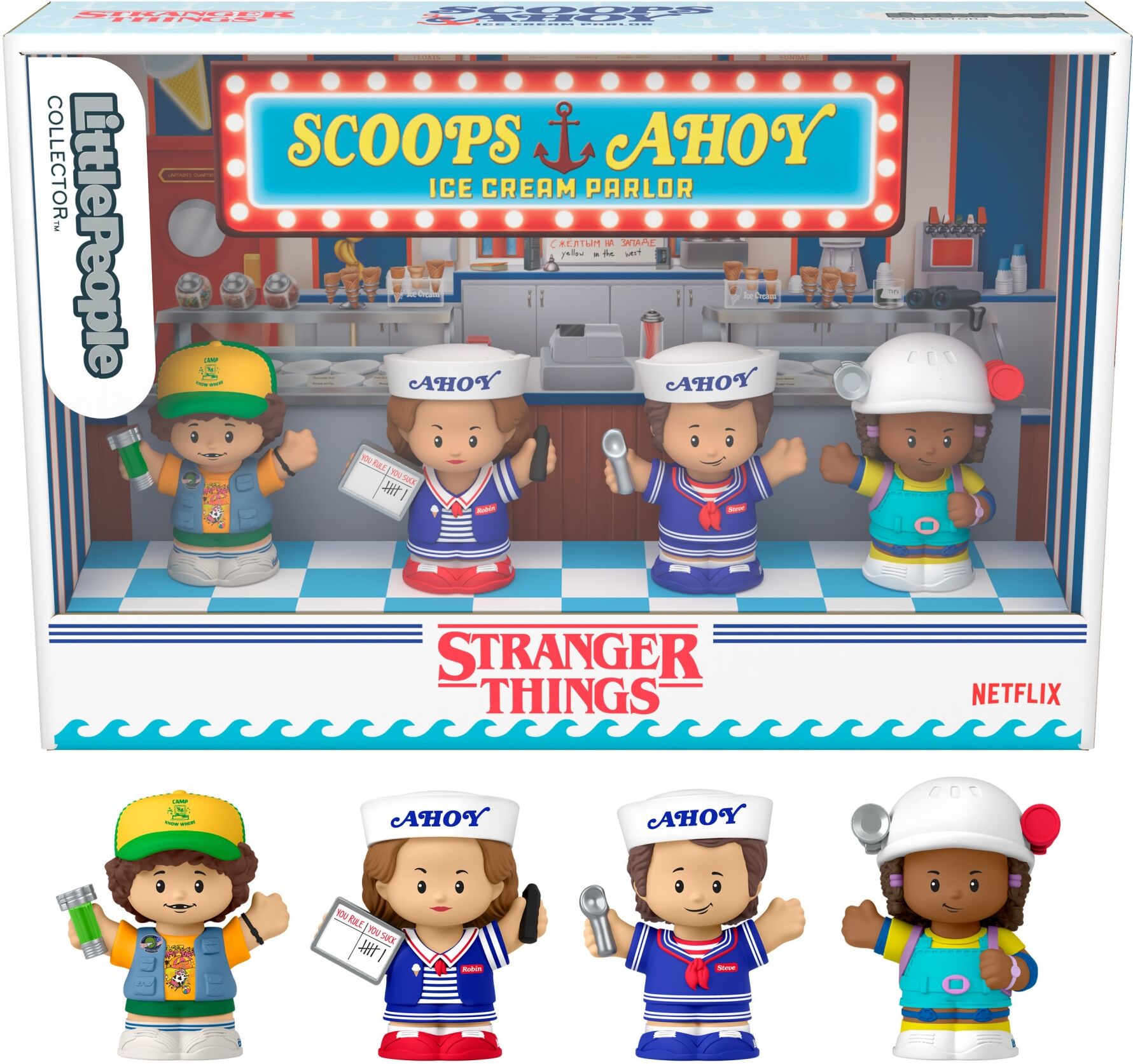 Fisher-Price Pack 4 figuras Little People Collector Stranger Things Scoops Trop Fisher- Price.