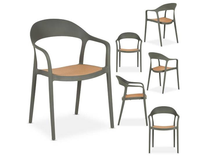 Idimex Gartenstühle Lavanda 6er-Set grau, Grau, Mode, 57x81x54 cm, Gartenmöbel, Gartensessel, Gartenstühle