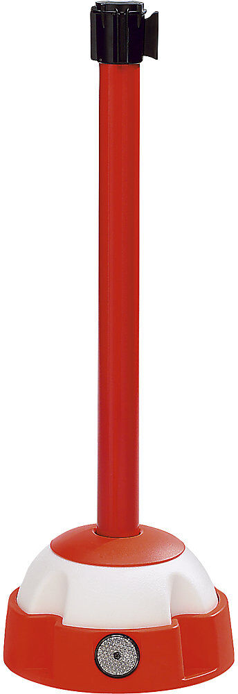 Gurtabsperrung, Warnständer, Auszuglänge 5000 mm, Pfosten rot, Gurtband rot Moravia