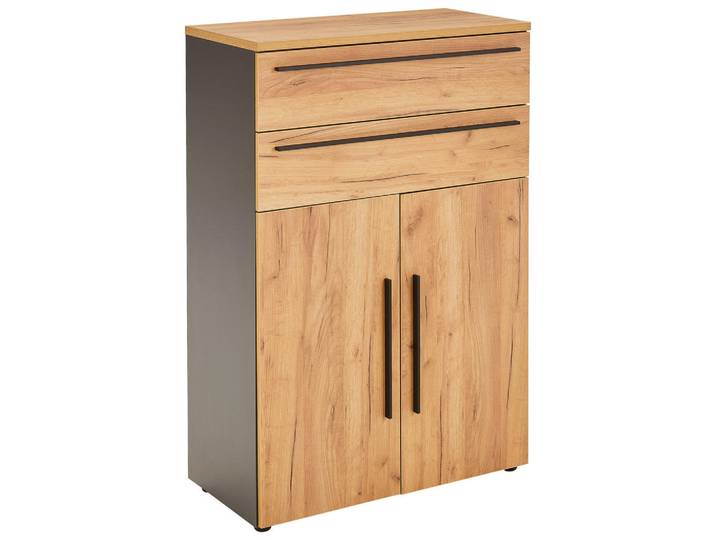 Novel Highboard, Graphit, Eiche, Kunststoff, 1 Fächer, 2 Schublade(n) Schubladen, 80x120x40 cm, Made in Germany, Typenauswahl, Beimöbel erhältlich, Wohnzimmer, Kommoden & Sideboards, Highboards