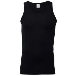 Dovre Rib Singlet Schwarz Ökologische Baumwolle Small Herren