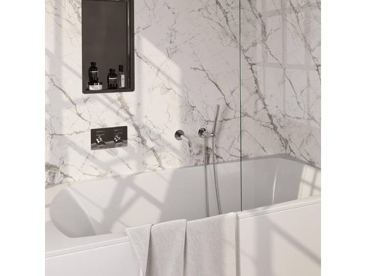Brauer Chrome Edition Thermostatische Inbouw Badkraan Drukknoppen - Uitloop - Staaf - Doucheslang - Wandaansluitbocht - Handdouche - Chroom