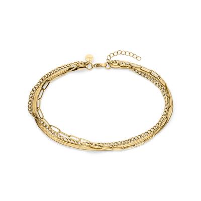 Fußkette S.OLIVER "Fine Layers", gelbgoldfarben, Fußketten, Damen, Edelstahl