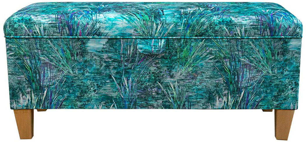 Beaumont 100cm Storage Bench Green Floral 101cm W X 40cm D