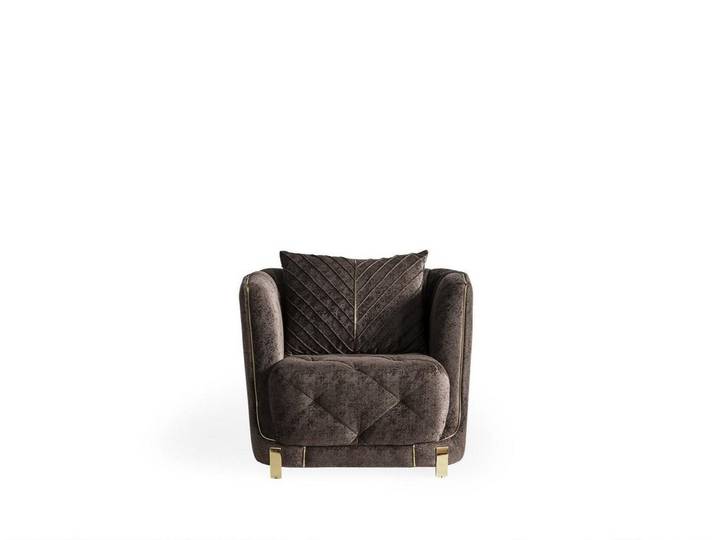 Xlmoebel Sessel XLMOEBEL Designer Sessel Braun mit goldenen Rahmen (1-St., Designer Sessel), Made in Europa
