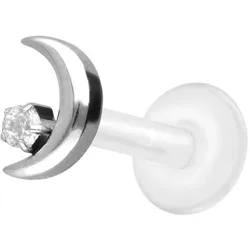 PTFE Labret mit Innengewinde + Titan-Aufsatz MOND + KRISTALL