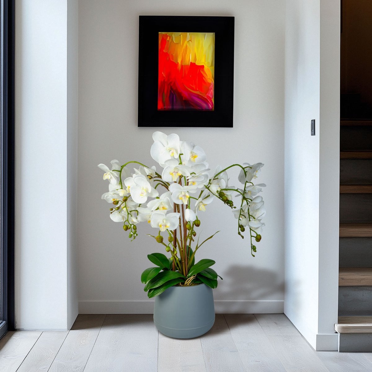 Grote witte kunstplant Orchidee voor woondecoratie, Hoogte: 83 cm