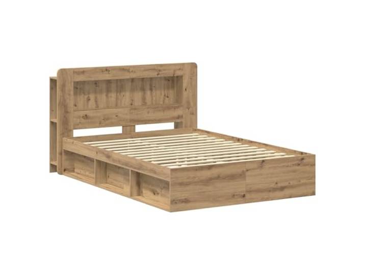 KTHLBRH Bettgestell mit Stauraum, Eiche, handgefertigt, 140 x 190 cm Technisches Holz, integrierte Schubladen, feste Latten, Unterstützung 140 kg