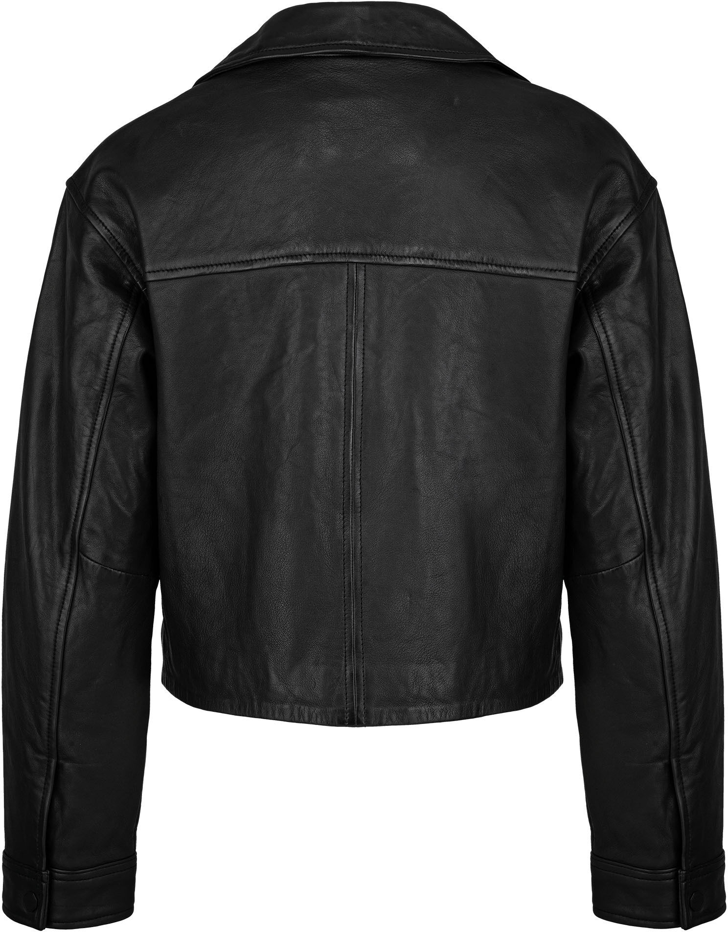 Lederjacke TRUEPRODIGY "Alba Asymmetrischer Reißverschluss mit schwarzen Accessoires", Damen, Gr. XS, schwarz, Obermaterial: 100% Schafsleder sheepskin., Jacken Lederjacke