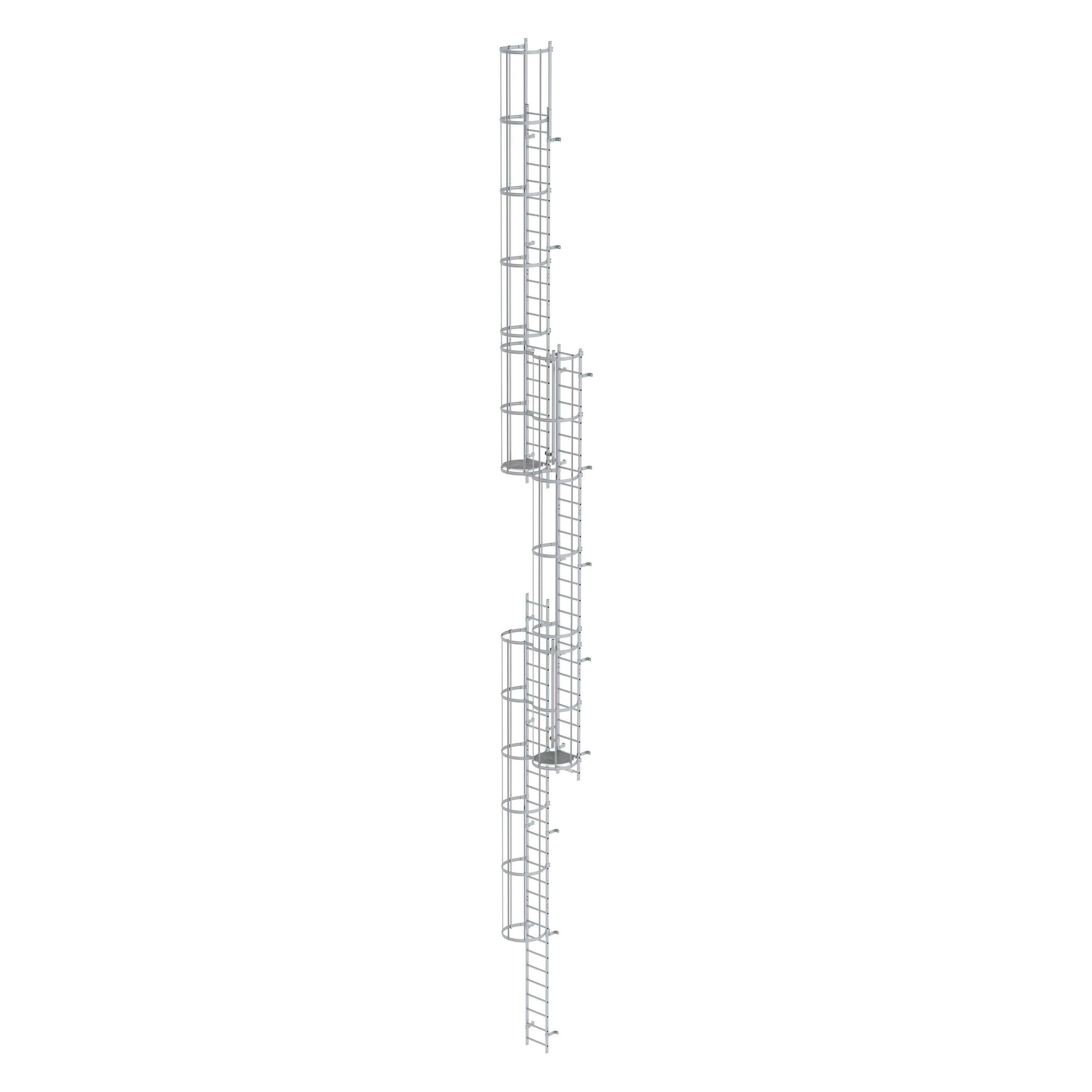 Munk Mehrzügige Steigleiter mit Rückenschutz (Maschinen) Aluminium eloxiert 18,00m (Mehrzweckleiter) (500261)