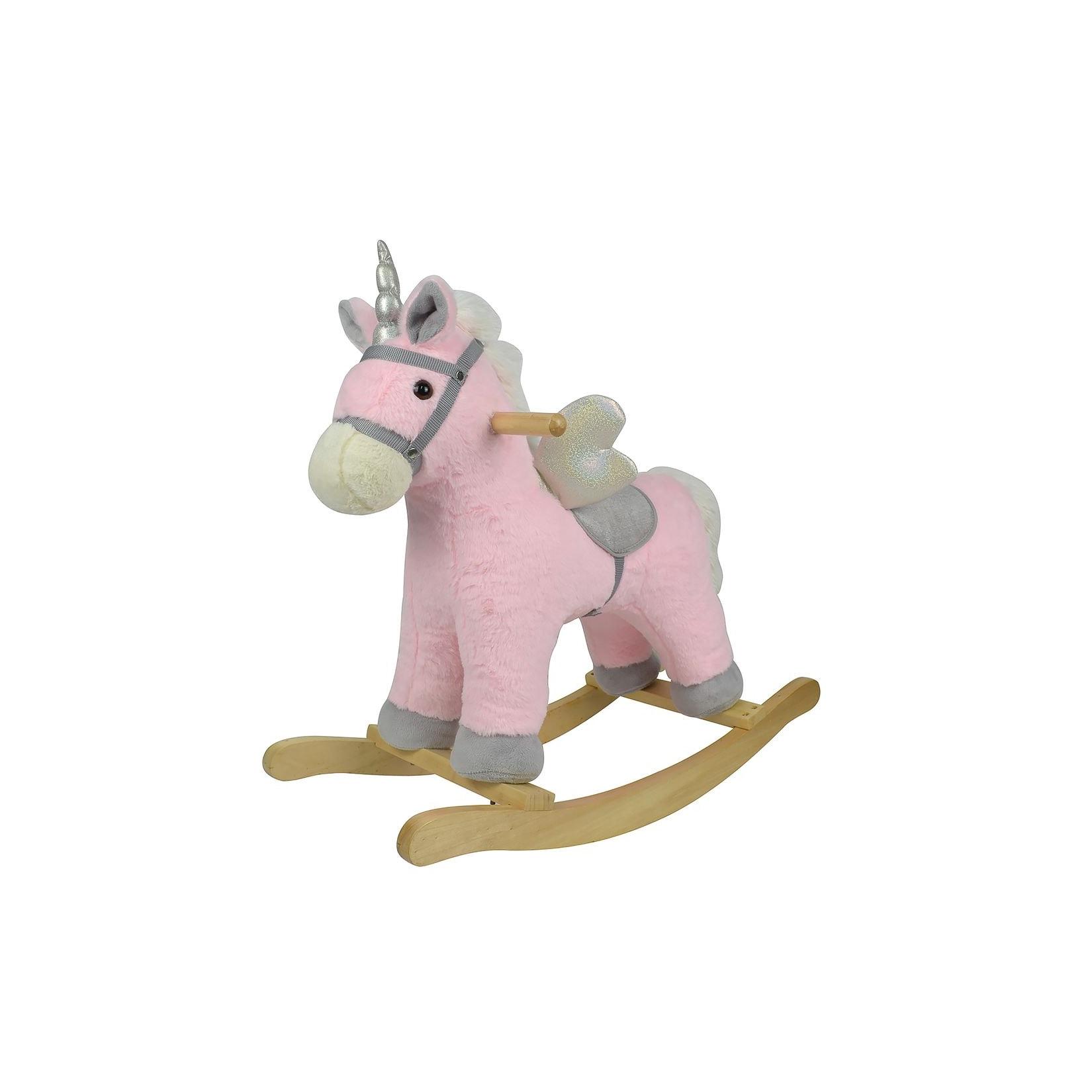 Chipolino Schaukeltier Einhorn Sound, weiches Plüsch, ab 18 Monaten, Haltegriffe rosa